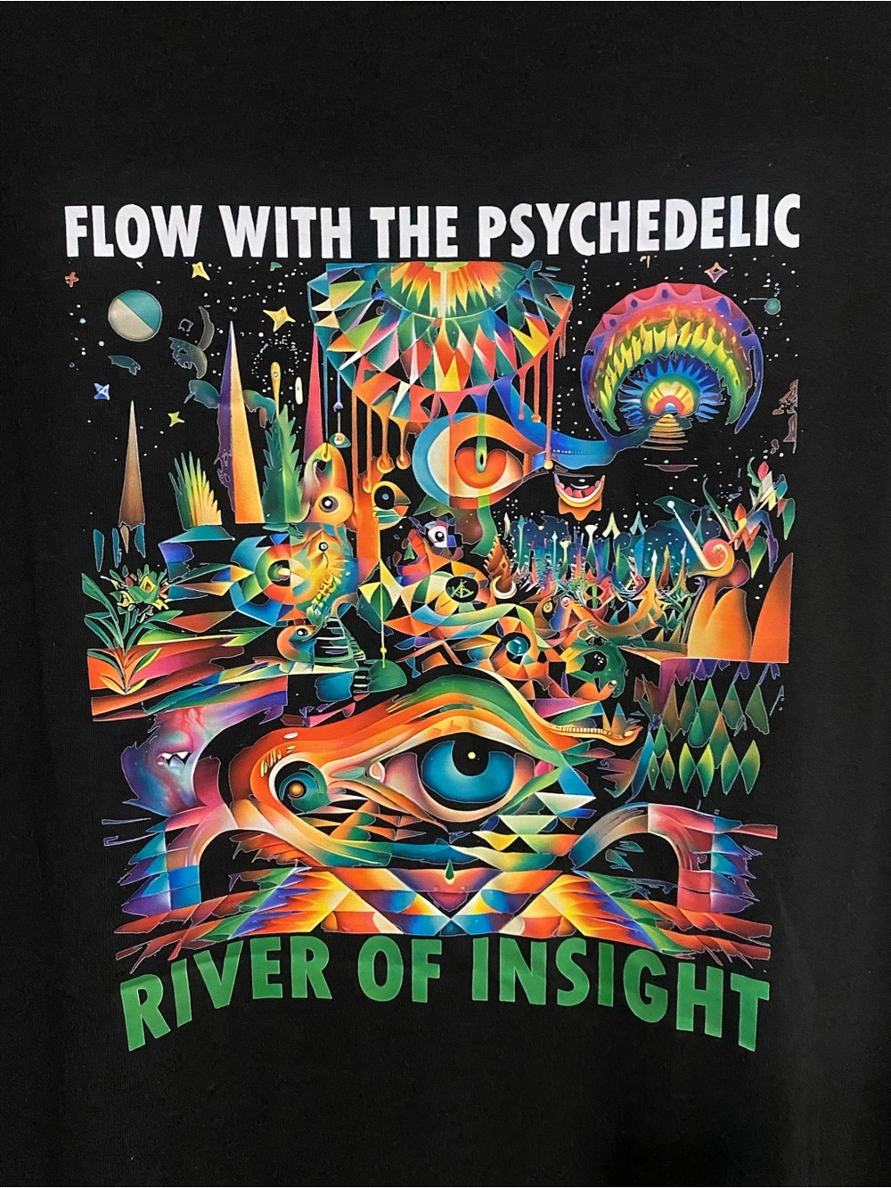 River of Insight Psychedelic Graphic Tee - Black (Unisex)